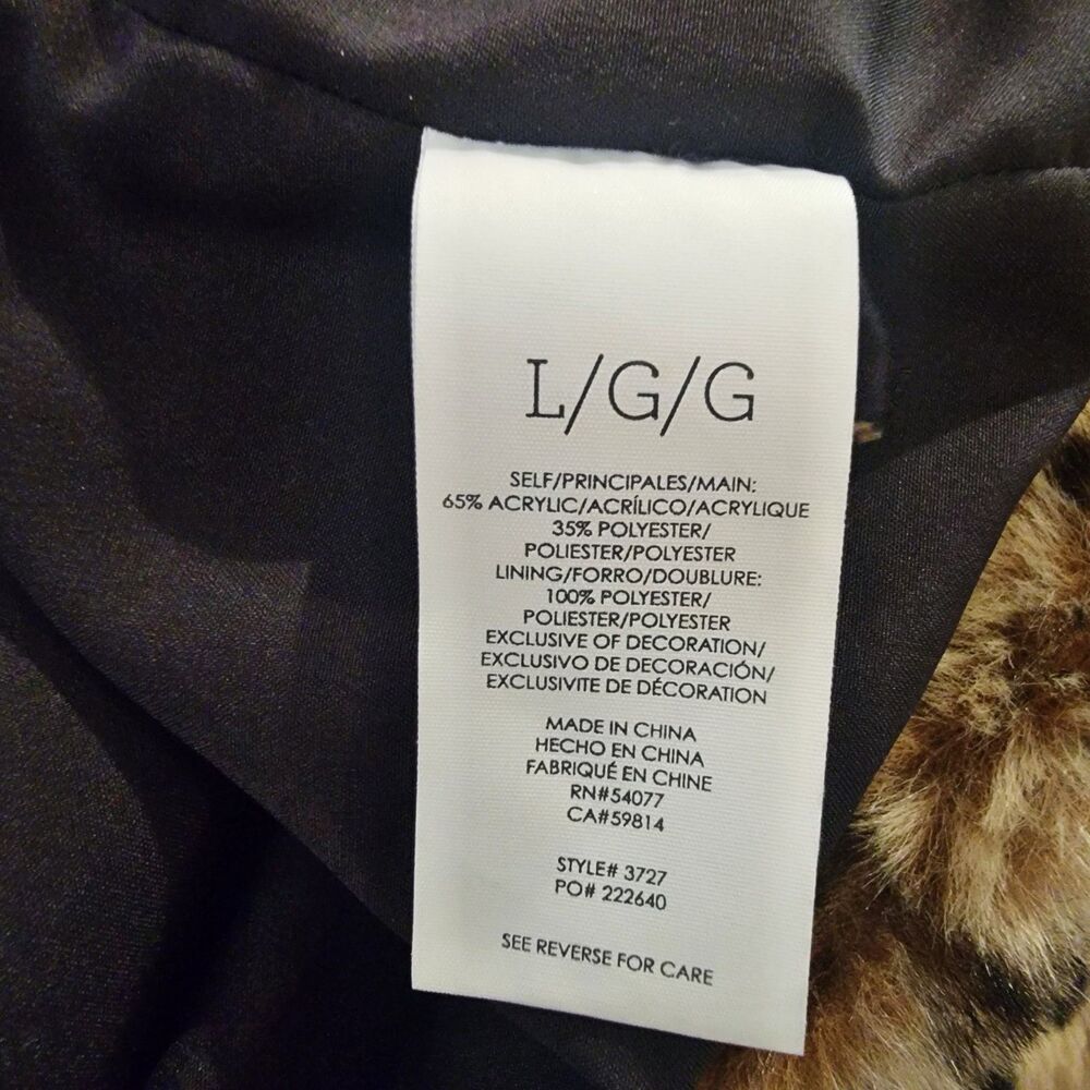 CAbi Josephine Leopard Faux Fur Coat Size Large L #3727 Removable Cuffs Exc Cond - Picture 9 of 9